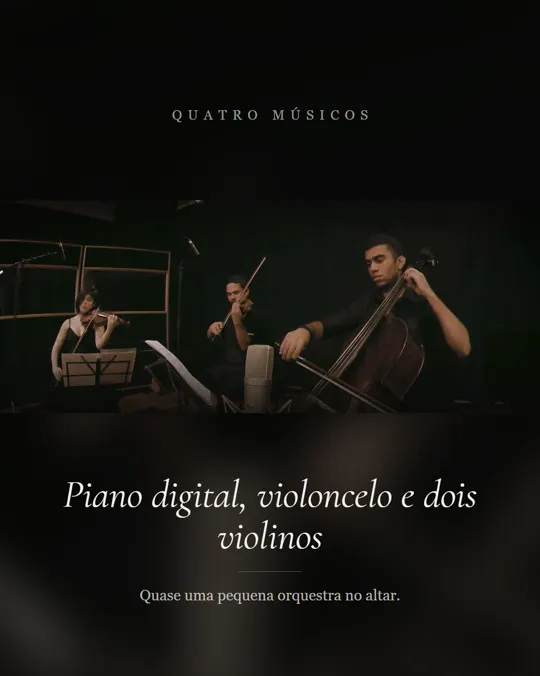 Piano digital, violoncelo e dois violinos